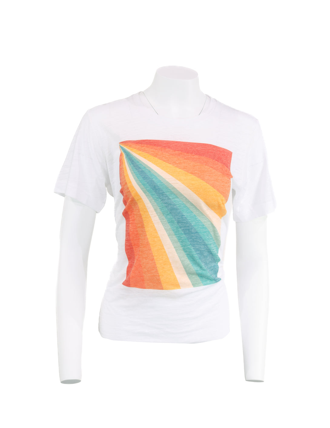 61017: T-Shirt Vintage White | Retro Rainbow