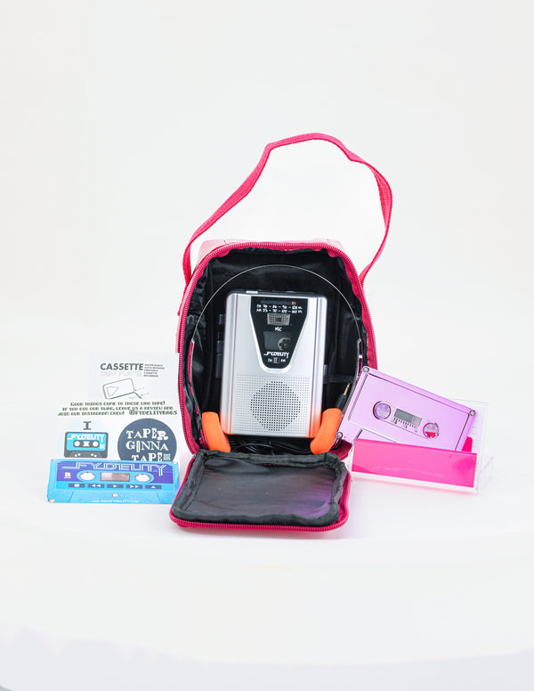 70106: IMIXID AM/FM Cassette Player and Headphones- Pink Case