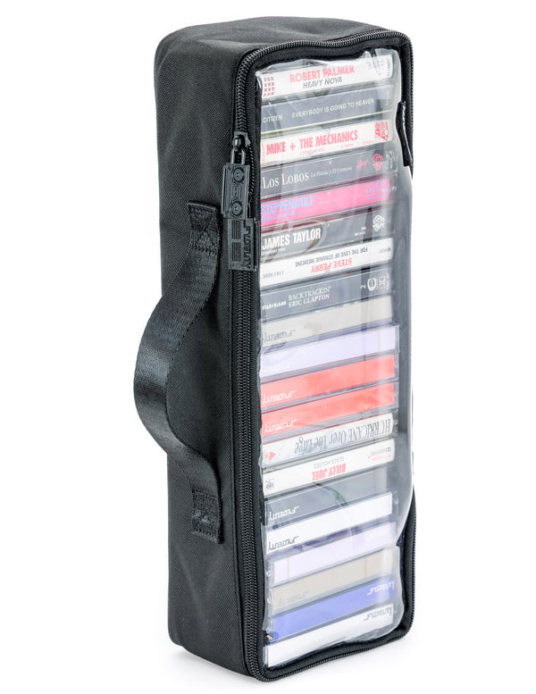 70402: Cassette Storage Case 20 Pcs | Black Poly Clear View