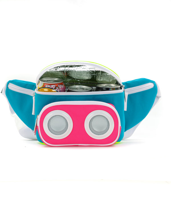 87241: FI-HI Bluetooth Speaker | 3-Can Cooler Bum Bag | Neon Vibes