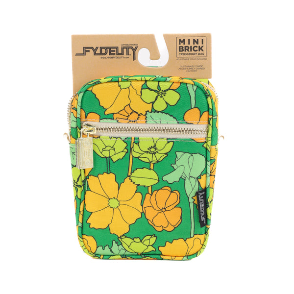 88632: Mini Brick Bag Recycled RPET |  Retro Floral Green Yellow