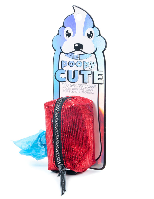 30324: poopyCUTE: Doggy Waste Bag Holder for Fashionable Owner & Dog |GLAM Red