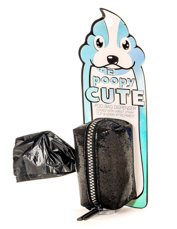 30328: poopyCUTE: Doggy Waste Bag Holder for Fashionable Owner & Dog |GLAM Black