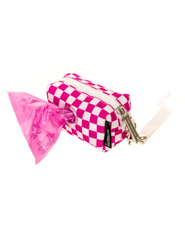 30372: poopyCUTE: Doggy Waste Bag Holder for Fashionable Owner & Dog |INDY Check Pink