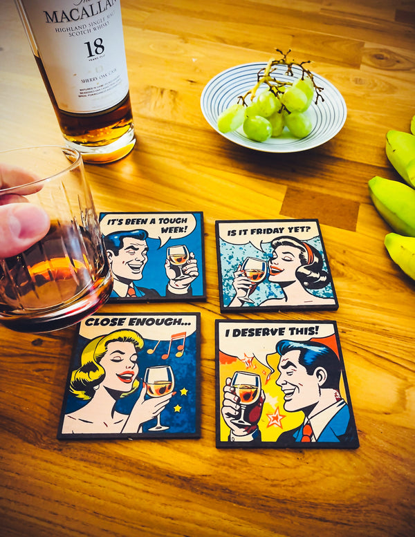 60251: woo_D. Coasters Retro Comic Strip Is it Friday Yet