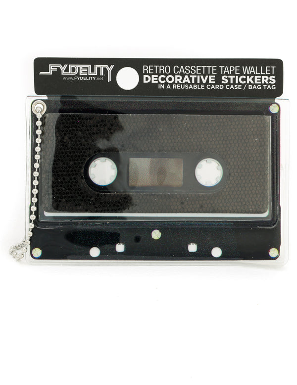 70235: Retro Cassette Tape Wallet |"Make A Mixed Tape" |DIY-Fashion Stickers & Bag Tag |GLAM Black