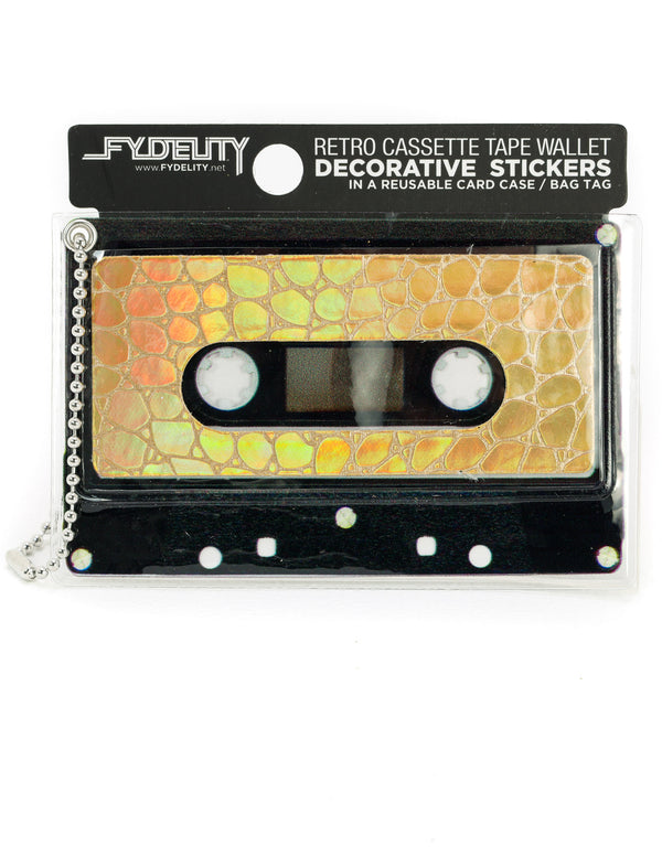 70240: Retro Cassette Tape Wallet |"Make A Mixed Tape" |DIY-Fashion Stickers & Bag Tag |LASER Gold Gator
