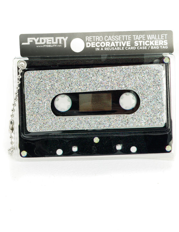 70241: Retro Cassette Tape Wallet |"Make A Mixed Tape" |DIY-Fashion Stickers & Bag Tag |DAZZLER Rainbow Silver Glitter