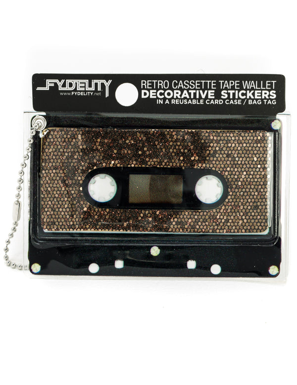 70244: Retro Cassette Tape Wallet |"Make A Mixed Tape" |DIY-Fashion Stickers & Bag Tag |GLAM Bronze Glitter