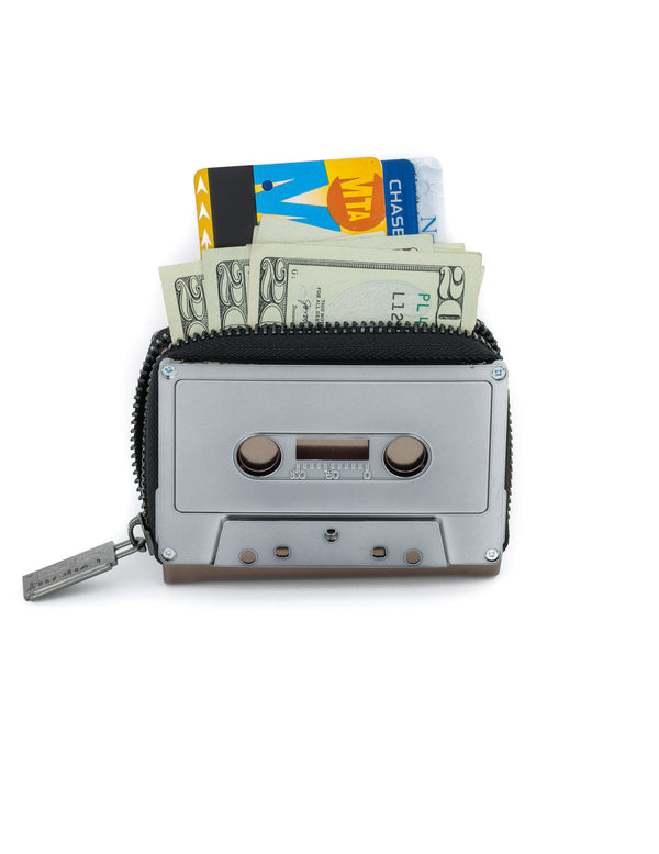70263: Retro Cassette Wallet | Pewter Chrome