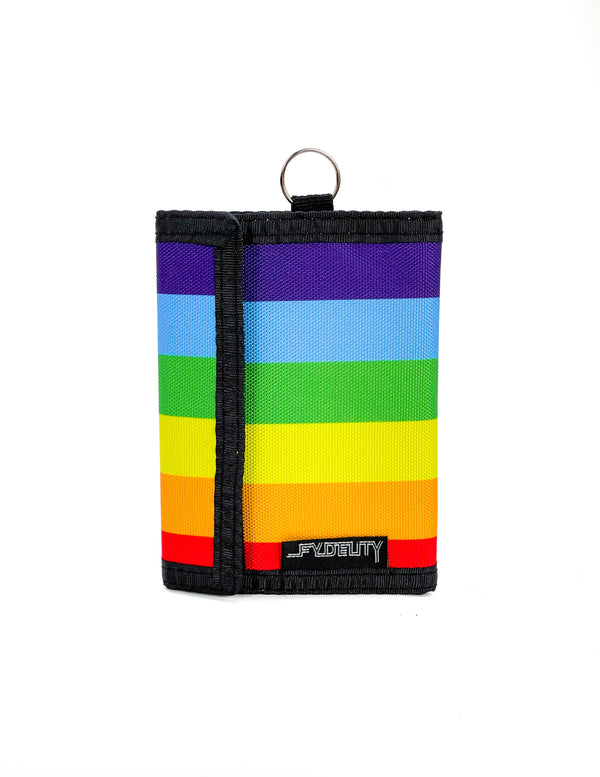 80714: 80's RFID Data Protection Wallet | Rainbow STRIPE Black