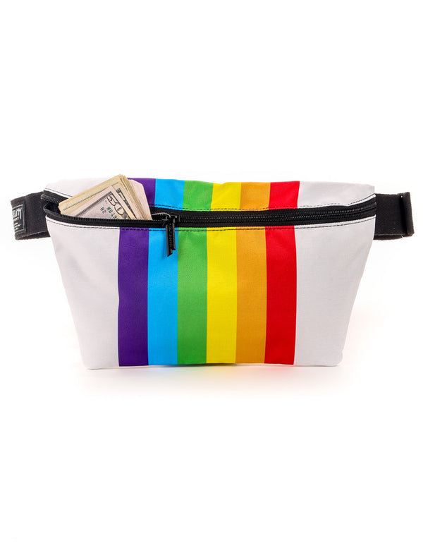 81457: XL Fanny Pack |Oversize Ultra-Slim Low Profile Belt Bum Bag |PRIDE Rainbow Stripe