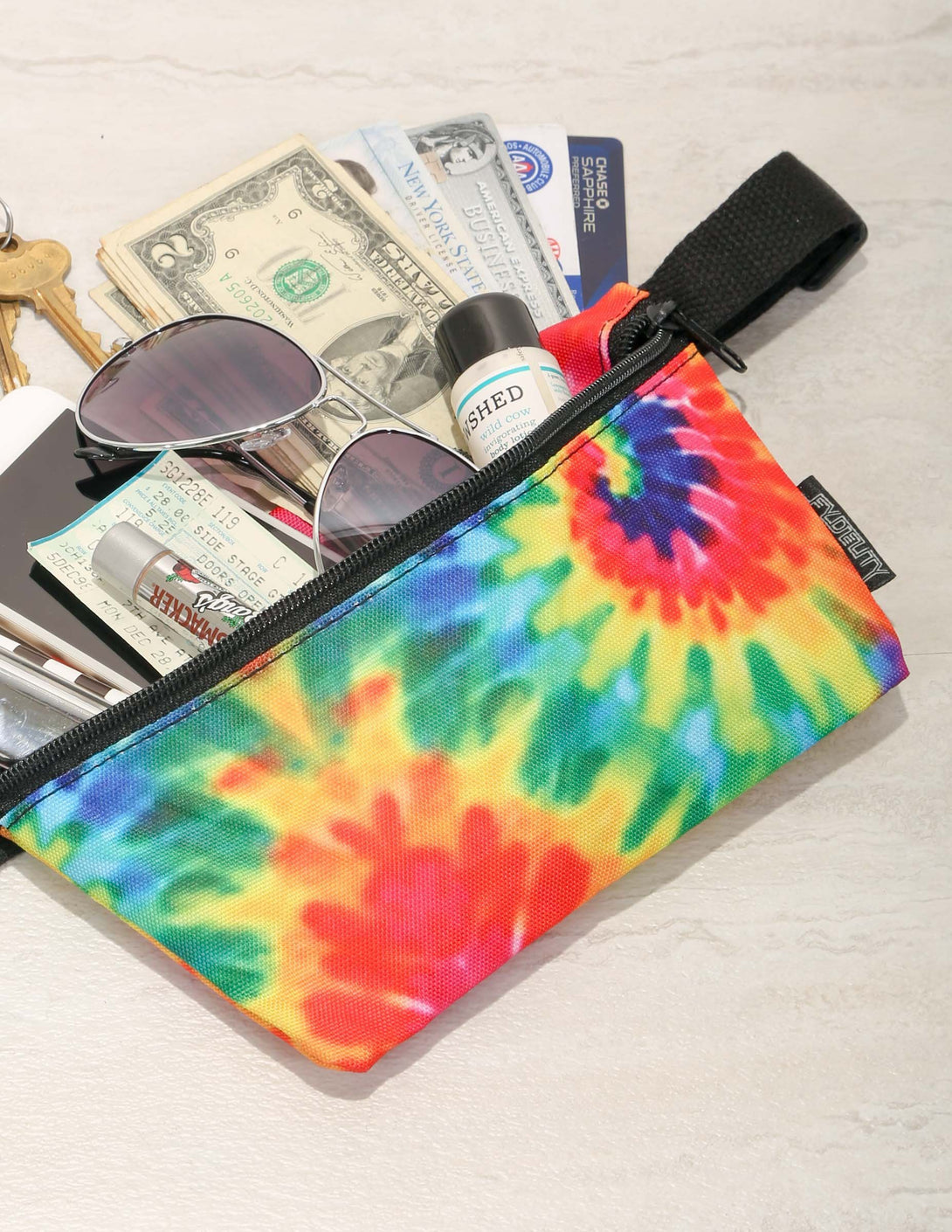 83151: Fanny Pack |Ultra-Slim Skinny Low-Profile Belt Bum Bag |Tie-Dye Rainbow