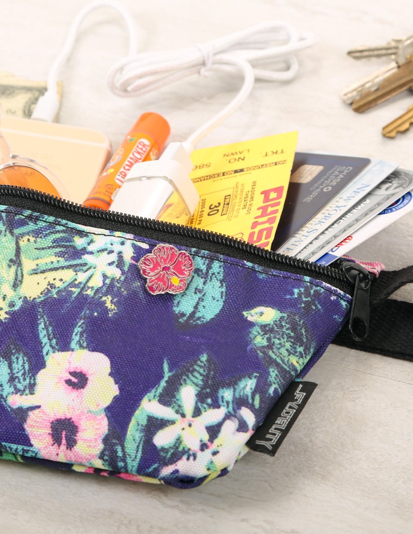83176: Fanny Pack |Ultra-Slim Skinny Low-Profile Belt Bum Bag |Blue Floral