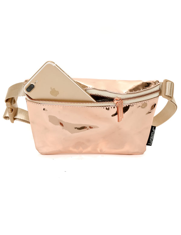 83812: Fanny Pack |Ultra-Slim Skinny Low-Profile Belt Bum Bag |LUX MIRROR Rose Gold
