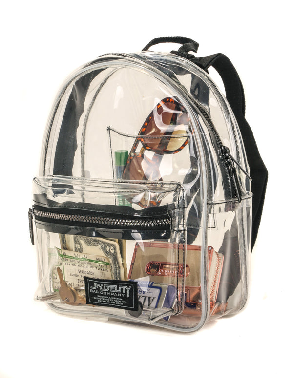 86301: Mini Backpack |Compact Fun Fashion Packs for Rollerskating, Festival, School, Beach |TRANSPARENT CRYSTAL Clear